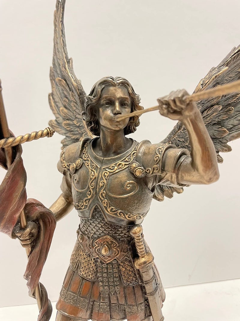 Unicorn Studio 13 Inch Archangel - Saint Gabriel with Horn Cold Cast Bronze Figurine - Image 2